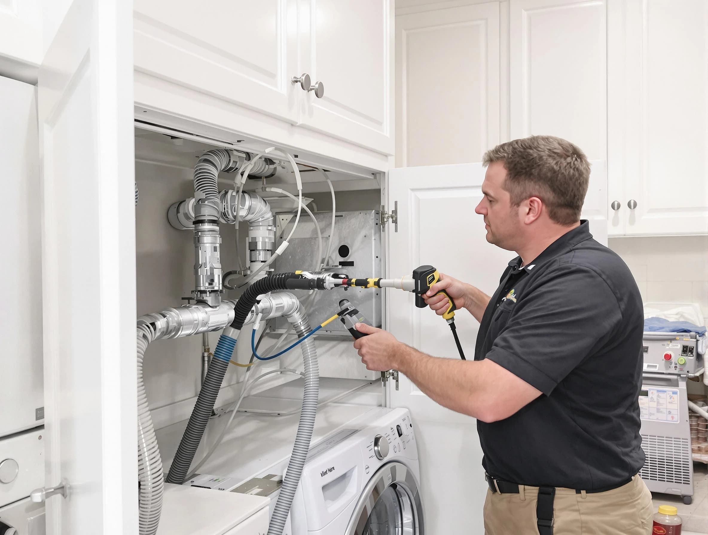 Westminster Dryer Vent Cleaning professional removing severe blockage from a clogged dryer vent in Westminster